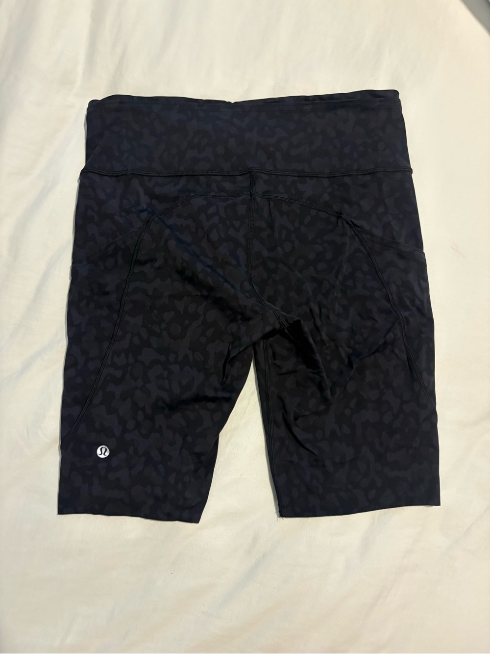 lululemon Black Charcoal Leopard-Print High-Rise Bike Shorts- size 10